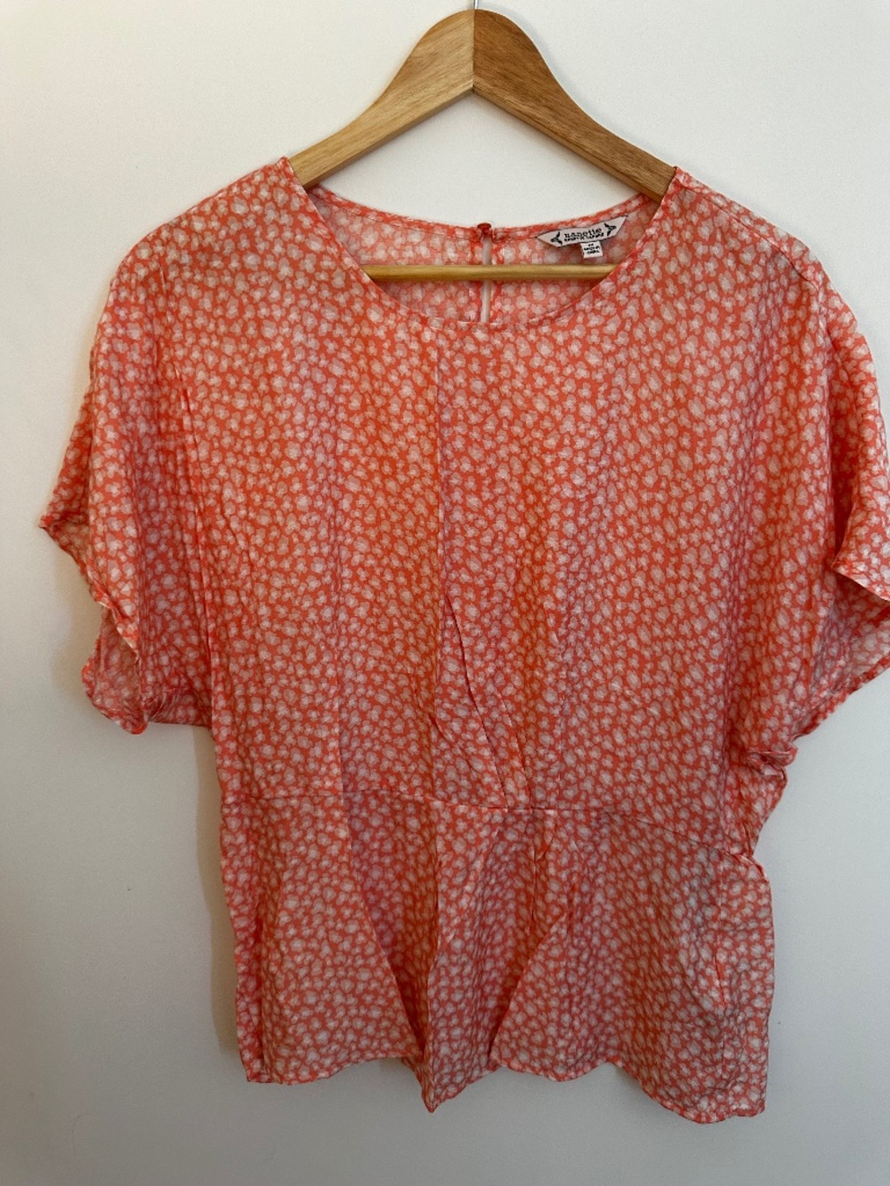 NWT Nanette Lepore Peach Flower Print Peplum with Gathered Waist-  Size M